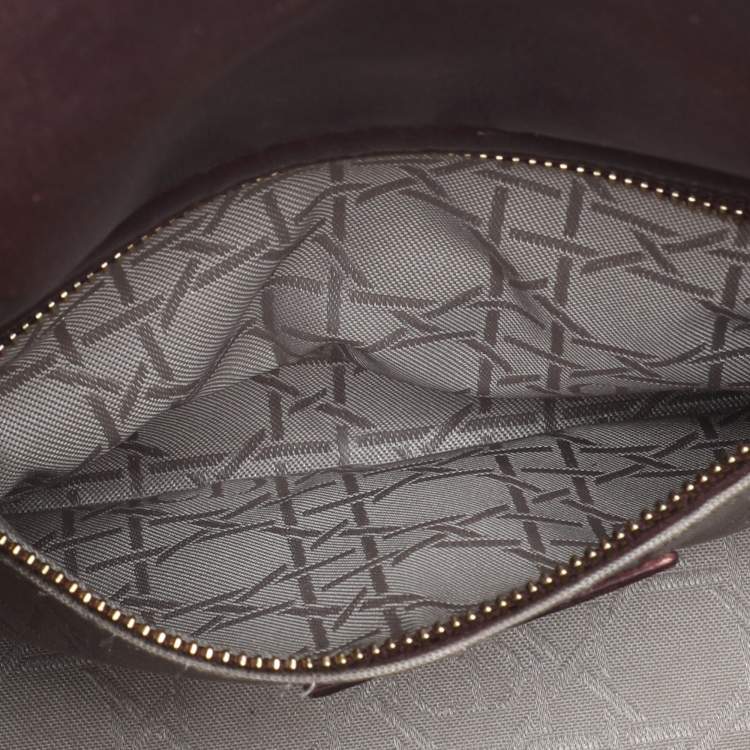 Pre Owned Dior Burgundy Cannage Leather Small Lady Dior My ABCDior Tote