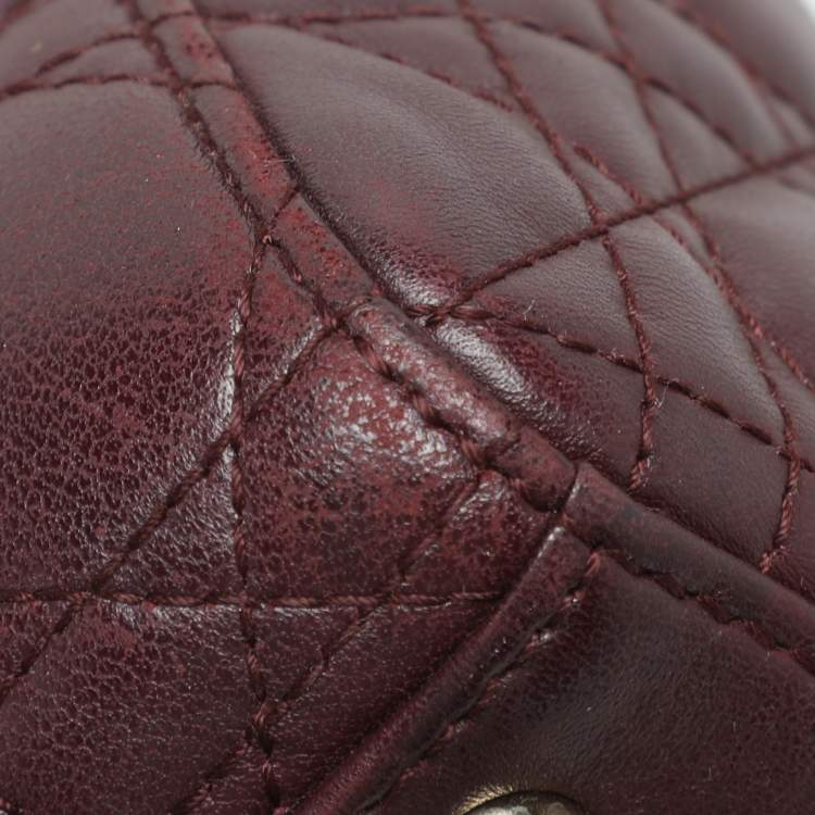 Pre Owned Dior Burgundy Cannage Leather Small Lady Dior My ABCDior Tote