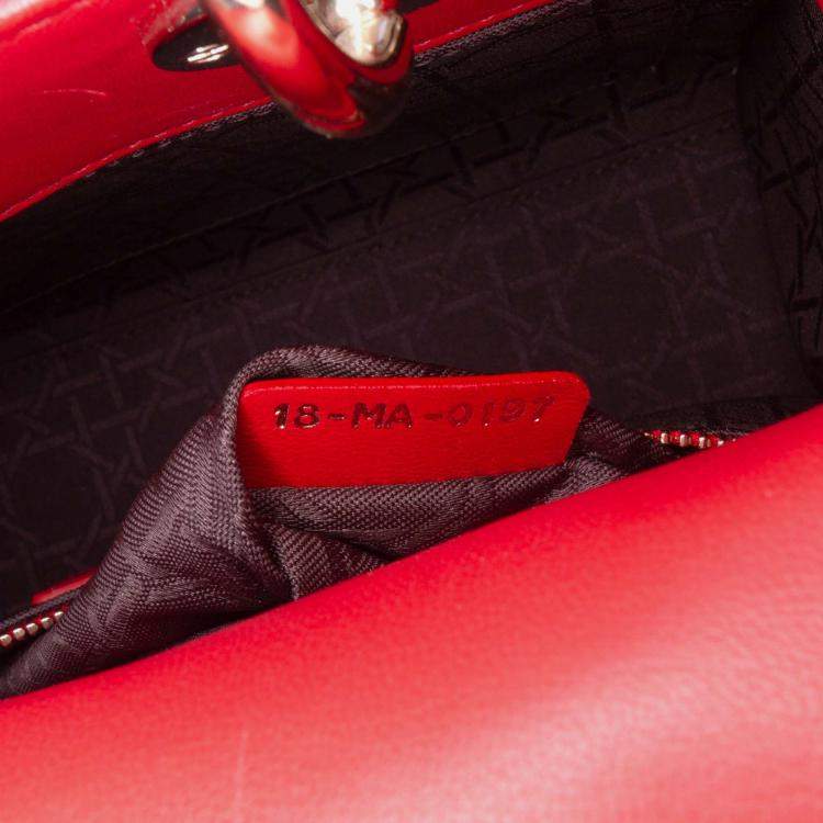 مملوكة مسبقًا Dior Red Small Lambskin Cannage My ABCDior Lady Dior
