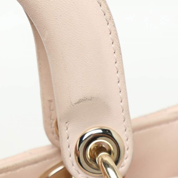Pre Owned Dior Beige Cannage Leather Small Lady Dior My ABCDior Tote