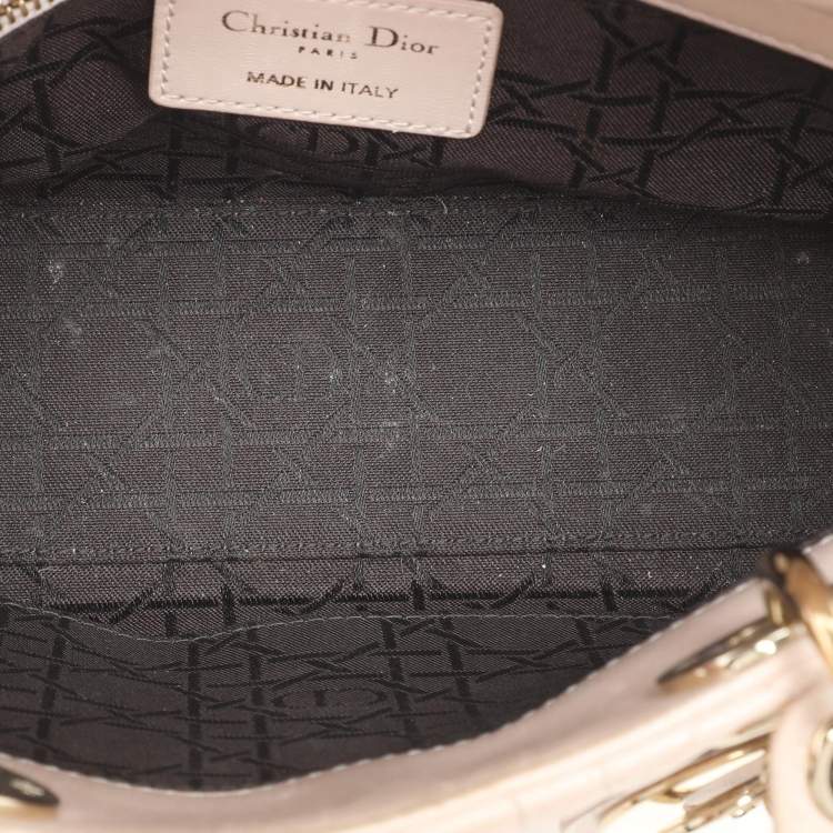 Pre Owned Dior Beige Cannage Leather Small Lady Dior My ABCDior Tote