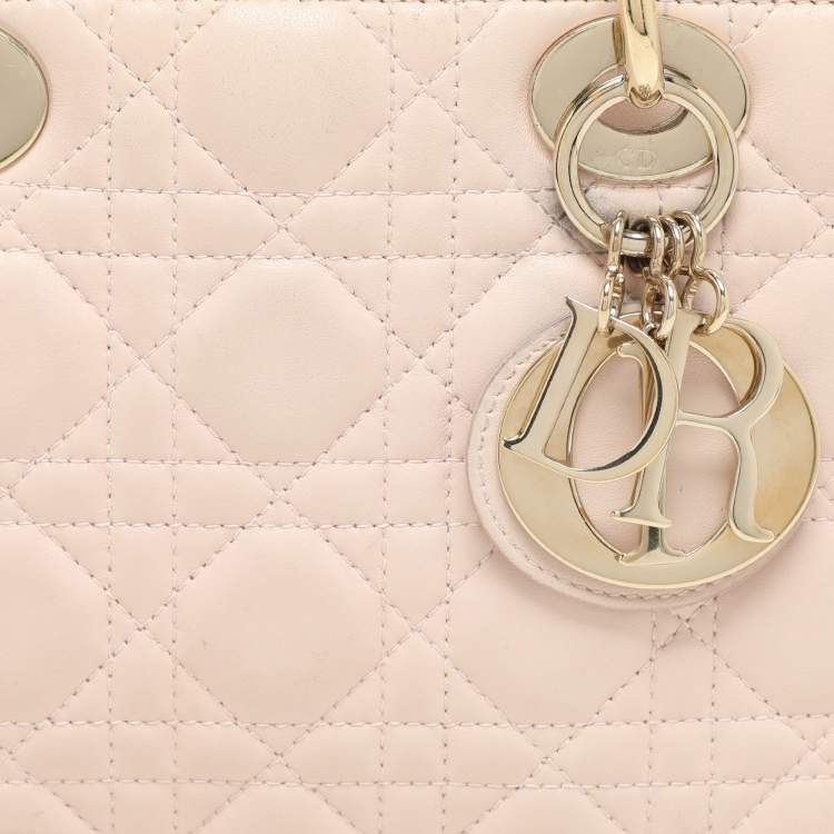 Pre Owned Dior Beige Cannage Leather Small Lady Dior My ABCDior Tote