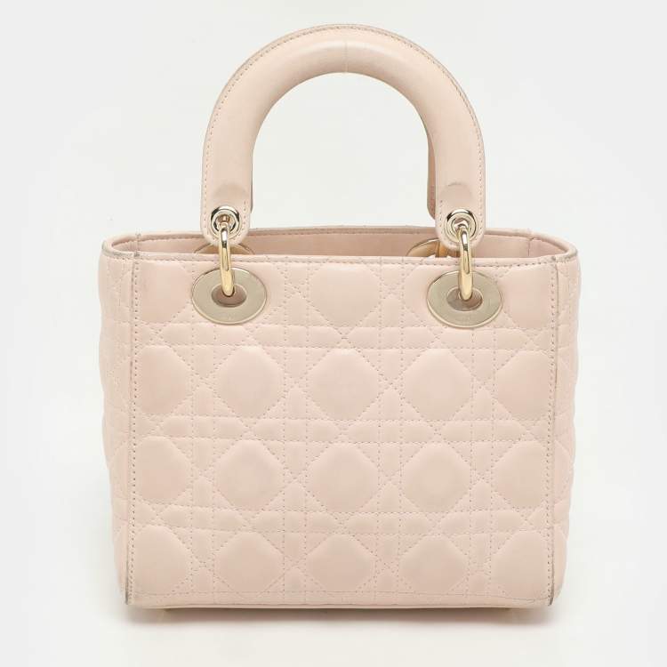 Pre Owned Dior Beige Cannage Leather Small Lady Dior My ABCDior Tote