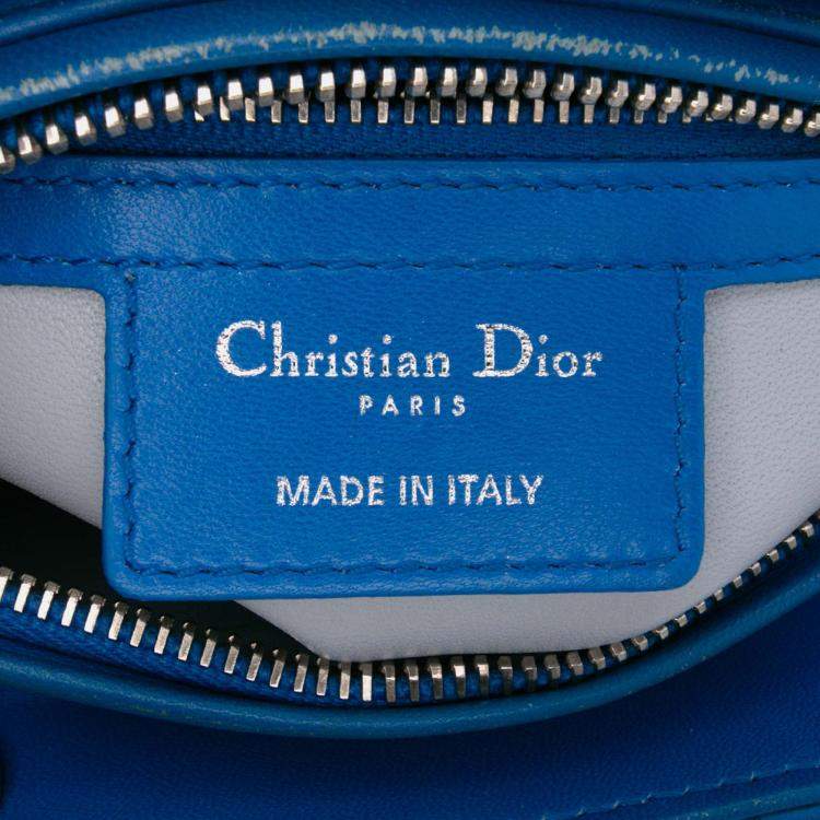Pre Owned Dior Blue Medium Lambskin Cannage Lady Dior