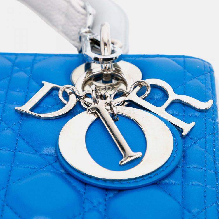 Pre Owned Dior Blue Medium Lambskin Cannage Lady Dior