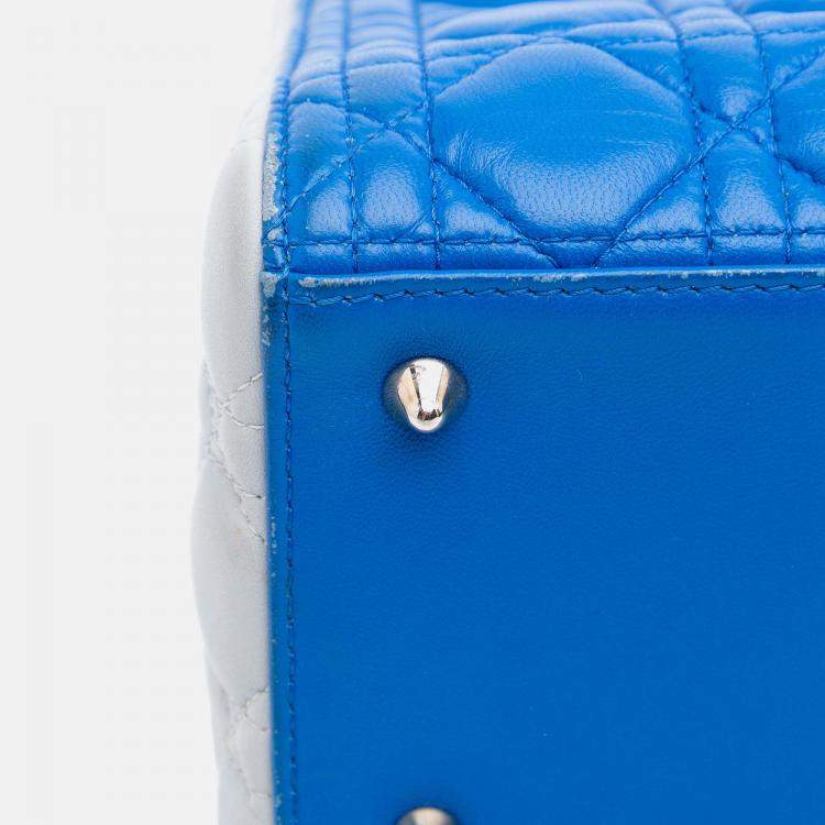 Pre Owned Dior Blue Medium Lambskin Cannage Lady Dior