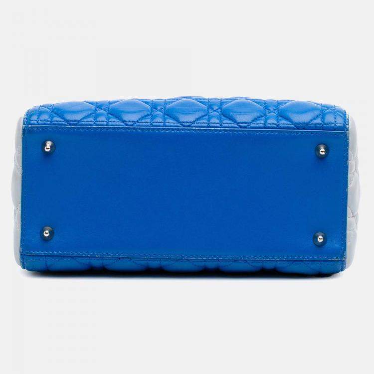 Pre Owned Dior Blue Medium Lambskin Cannage Lady Dior