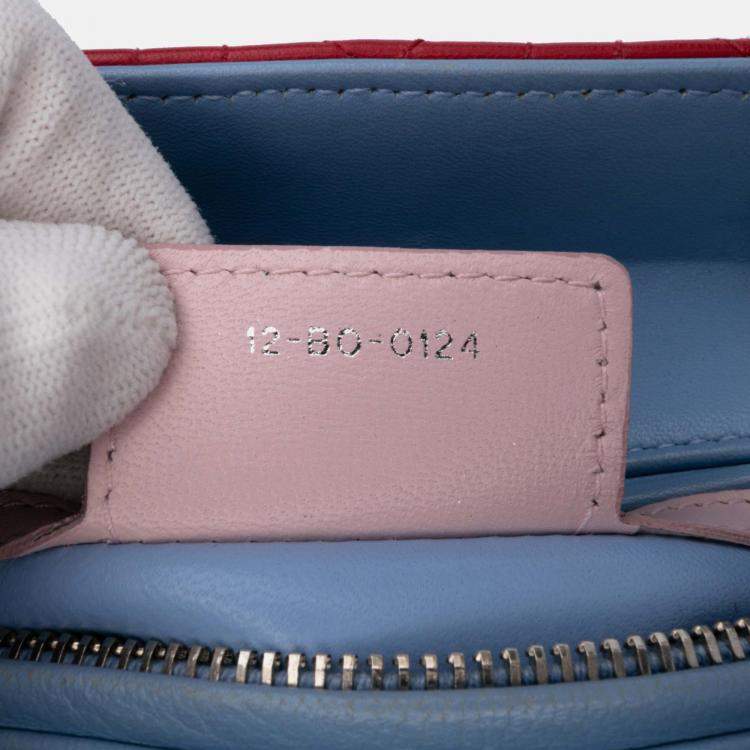 Pre Owned Dior Red Medium Tricolor Lambskin Cannage Lady Dior