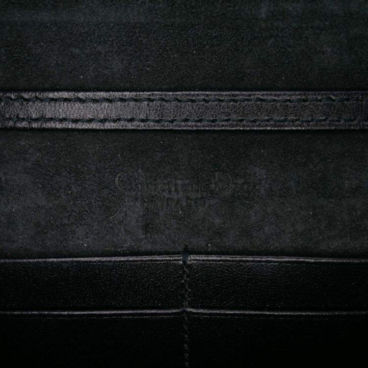 Pre Owned Dior Navy Blue Studded Denim Diorama Wallet on Chain