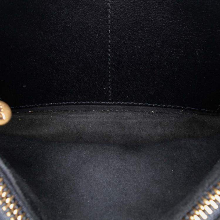 Pre Owned Dior Navy Blue Studded Denim Diorama Wallet on Chain