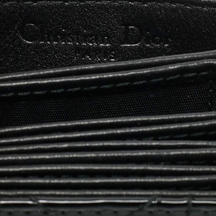مملوكة مسبقًا  Dior Black Cannage Patent Leather Lady Dior 5 Gusset Card Case 