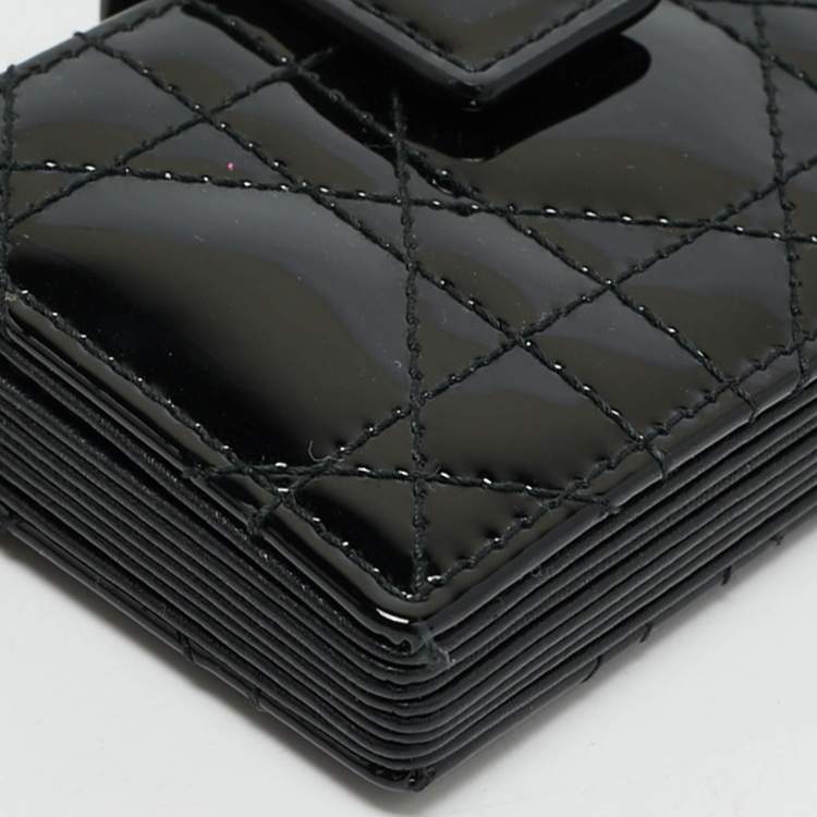 مملوكة مسبقًا  Dior Black Cannage Patent Leather Lady Dior 5 Gusset Card Case 