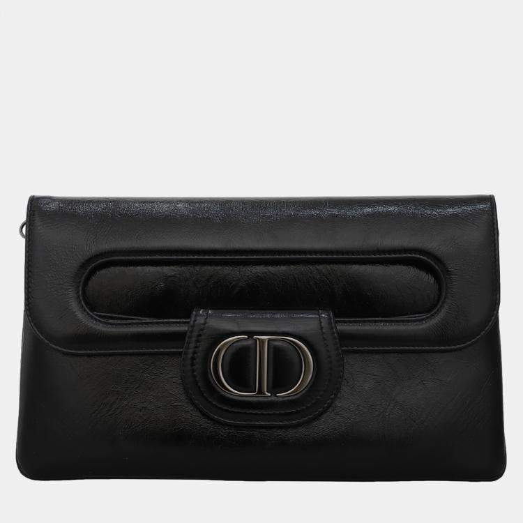 Pre Owned Dior Medium DiorDouble Chain Black Crossbody Bag