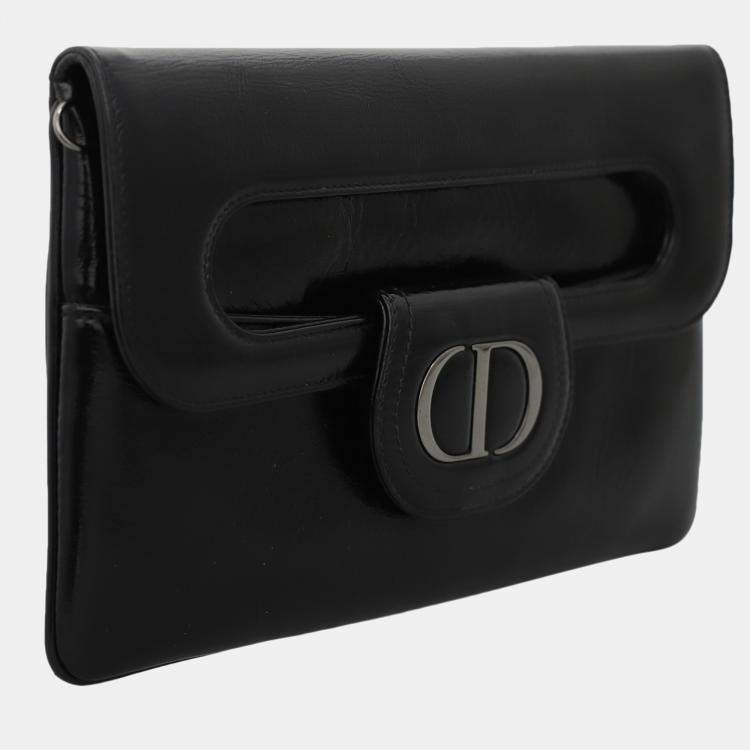 Pre Owned Dior Medium DiorDouble Chain Black Crossbody Bag