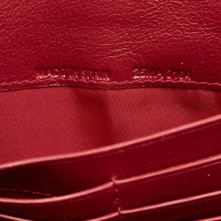 Pre Owned Dior Red Cannage Patent Leather Rendezvous Wallet on Chain