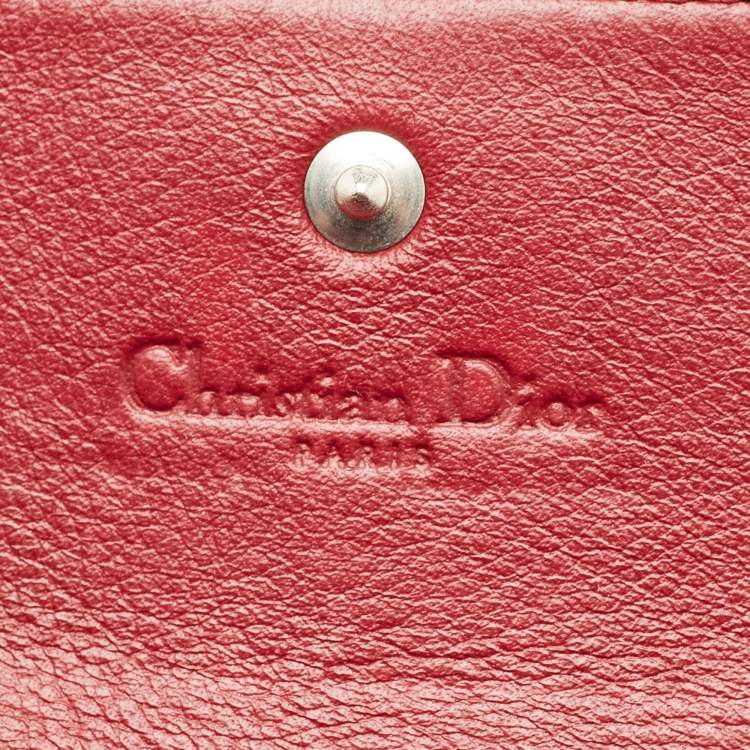 Pre Owned Dior Red Cannage Patent Leather Rendezvous Wallet on Chain
