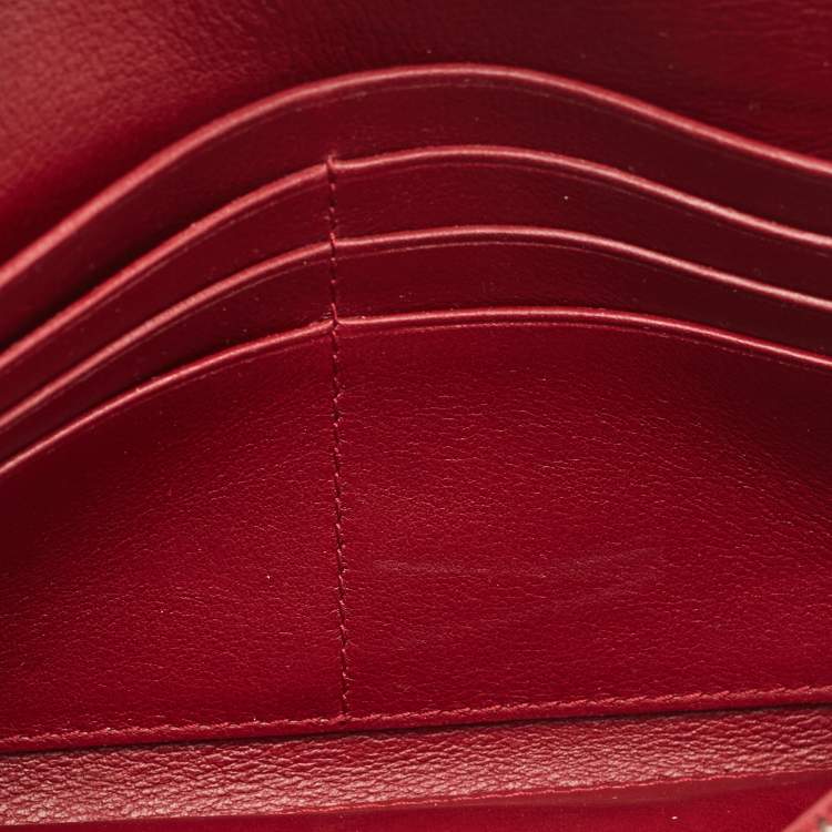 Pre Owned Dior Red Cannage Patent Leather Rendezvous Wallet on Chain