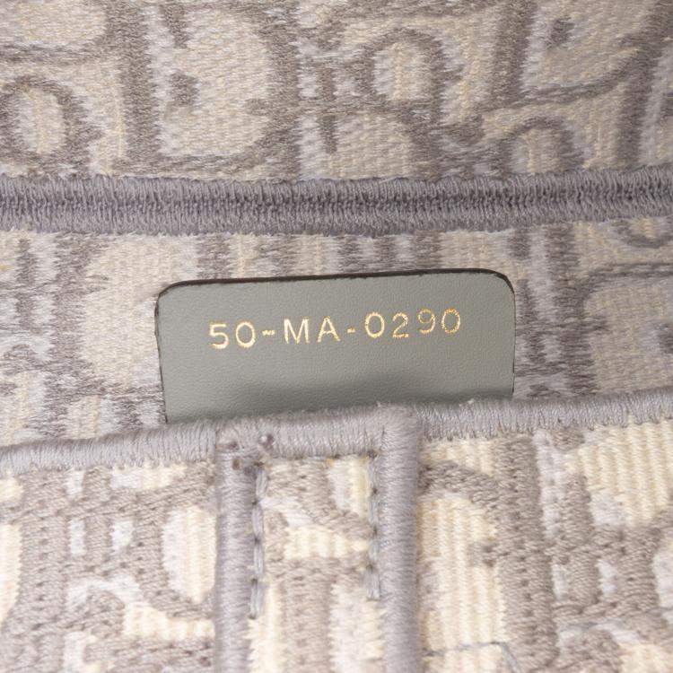Pre Owned Dior Grey Oblique Embroidered Canvas Saddle Bag