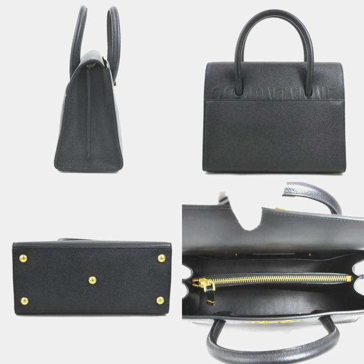 Pre Owned Dior St Honore Black Leather Shoulder Bag