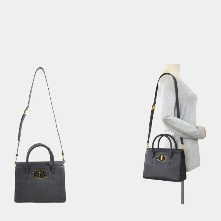 Pre Owned Dior St Honore Black Leather Shoulder Bag