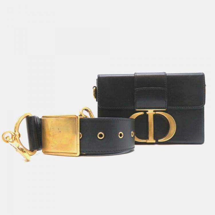 Pre Owned Dior 30 Montaigne Black Calfskin Shoulder Bag