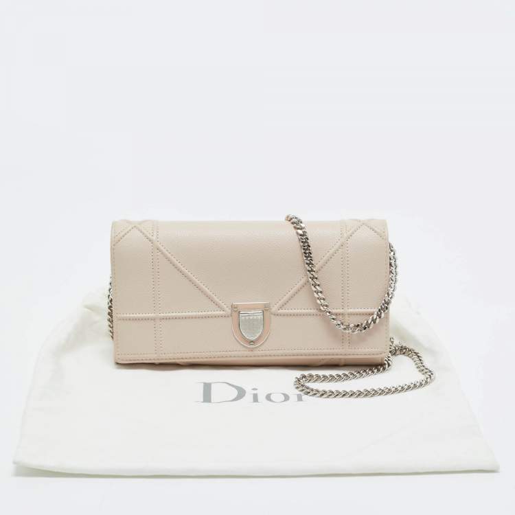 Pre Owned Dior Pink Leather Diorama Wallet on Chain
