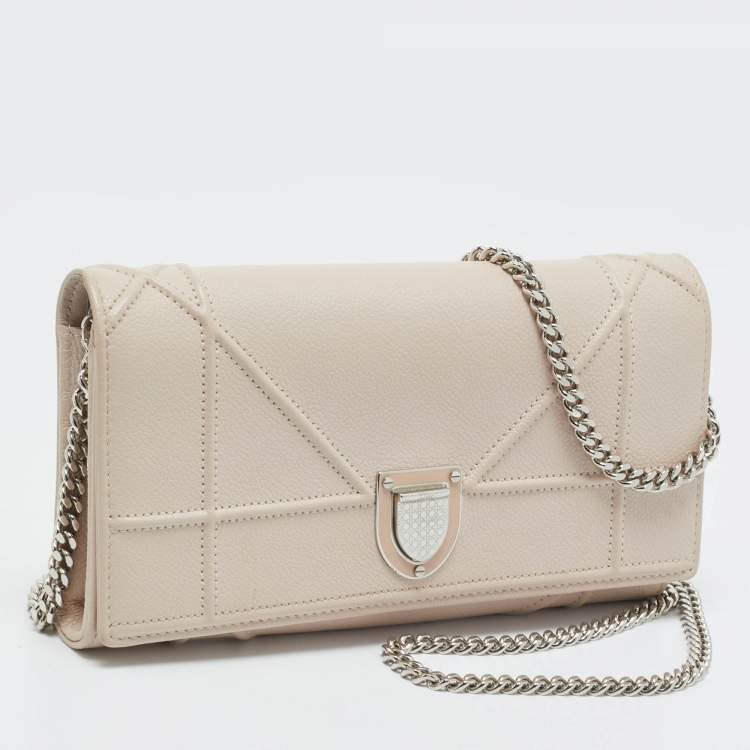 Pre Owned Dior Pink Leather Diorama Wallet on Chain