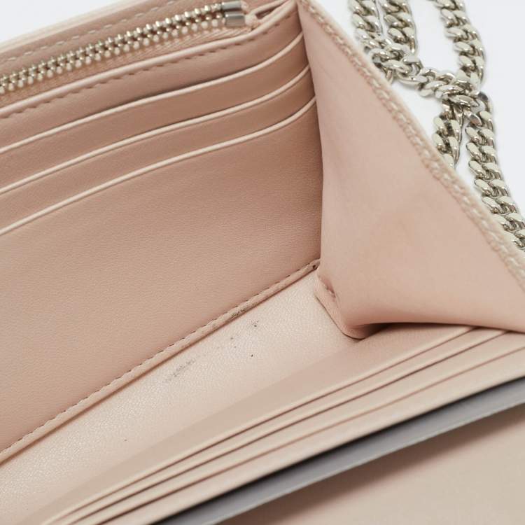 Pre Owned Dior Pink Leather Diorama Wallet on Chain