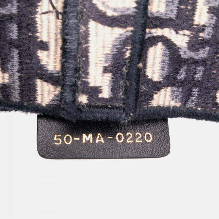 Pre Owned Dior Blue Oblique Embroidered Canvas Saddle Bag