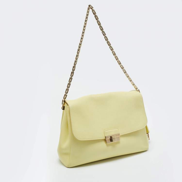 Pre Owned Dior Yellow Leather Large Diorling Shoulder Bag