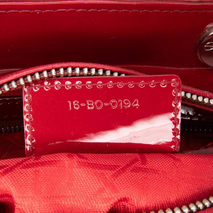 Pre Owned Dior Red Medium Patent Cannage Lady Dior