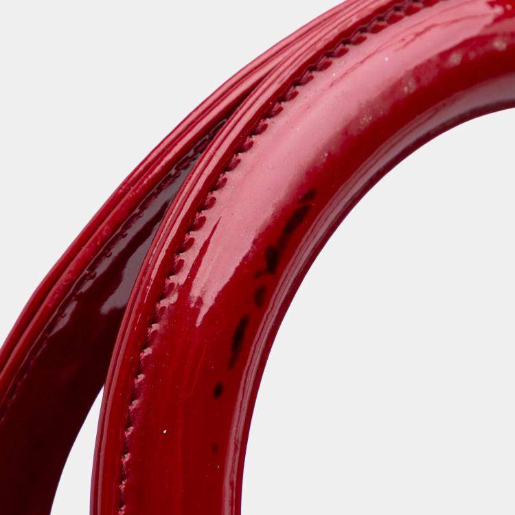 Pre Owned Dior Red Medium Patent Cannage Lady Dior