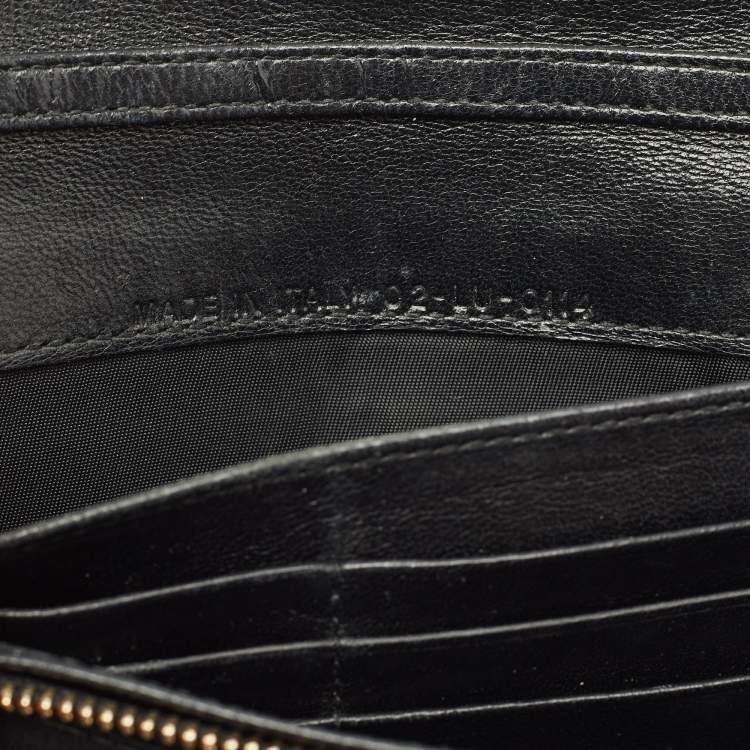 Pre Owned Dior Black Stitched Cannage Leather Diorling Continental Wallet on Chain