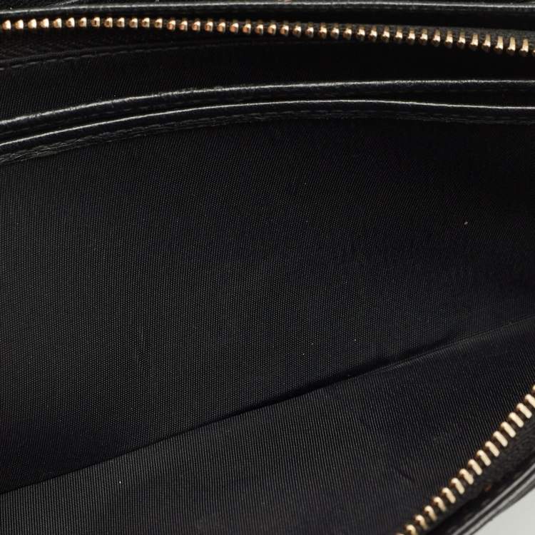 Pre Owned Dior Black Stitched Cannage Leather Diorling Continental Wallet on Chain