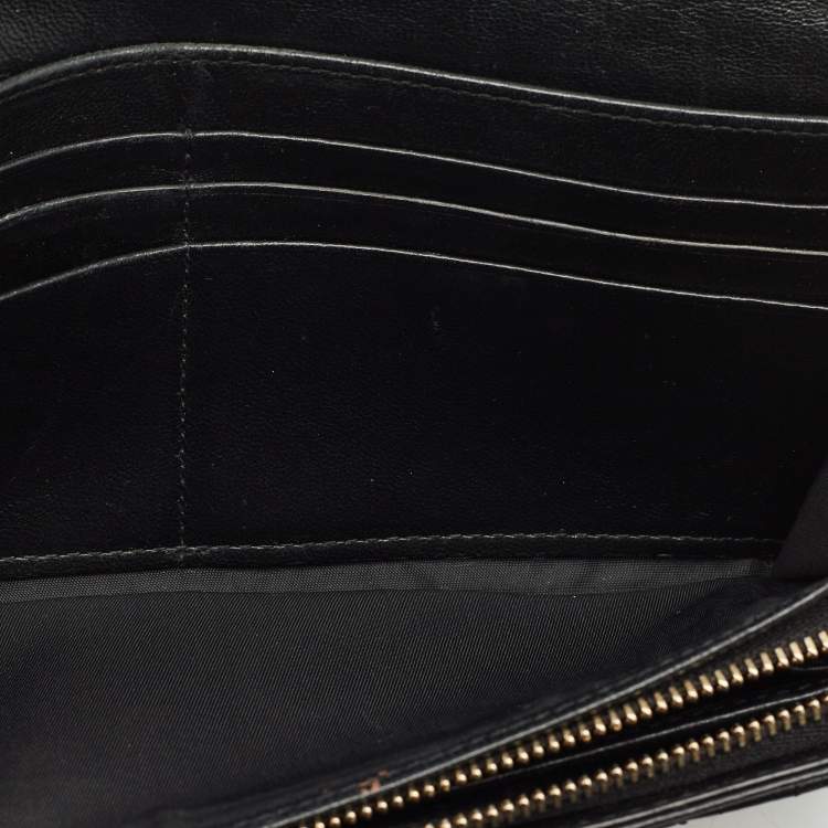 Pre Owned Dior Black Stitched Cannage Leather Diorling Continental Wallet on Chain