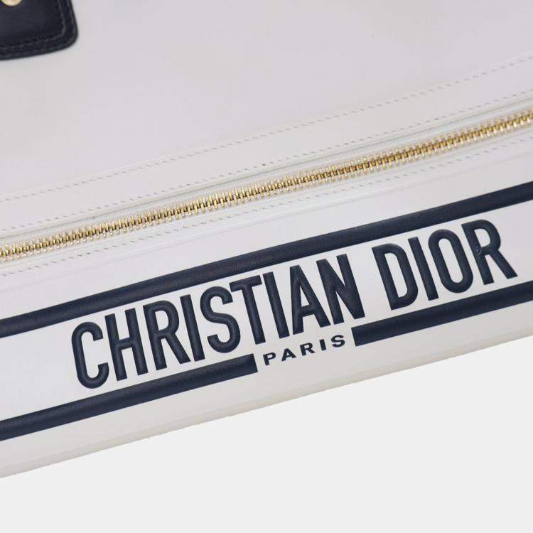 Pre Owned Dior Vibe Medium White Calfskin Bowling Bag 