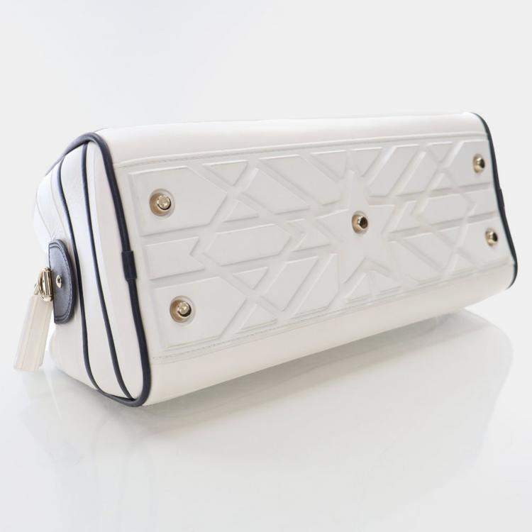 Pre Owned Dior Vibe Medium White Calfskin Bowling Bag 