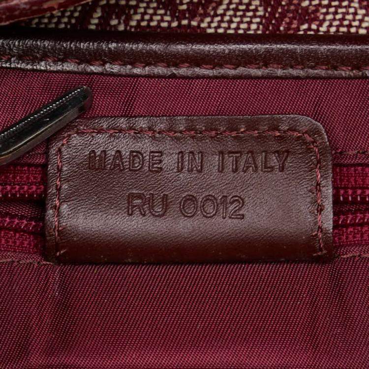Pre Owned Christian Dior Dior Trotter Saddle Bordeaux Red Canvas Leather Handbag 
