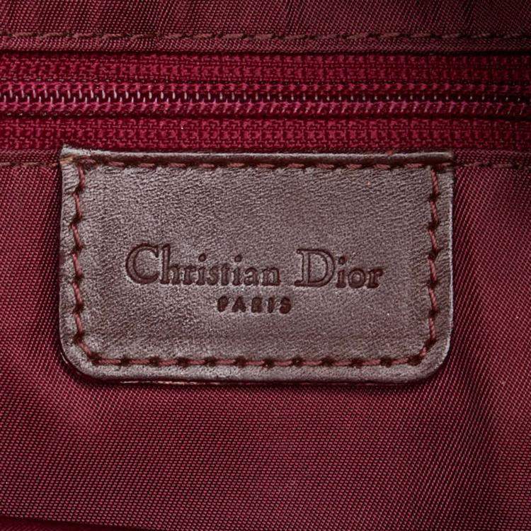 Pre Owned Christian Dior Dior Trotter Saddle Bordeaux Red Canvas Leather Handbag 