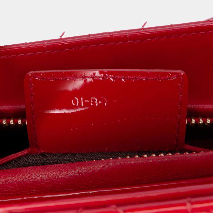 Pre Owned Dior Red Medium Patent Cannage Lady Dior