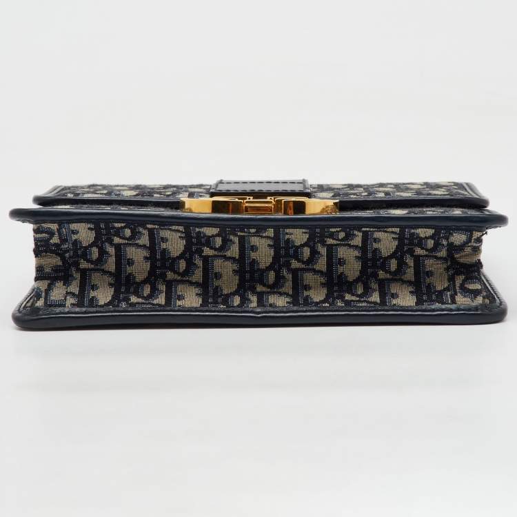Pre Owned Dior Navy Blue Oblique Canvas and Leather 30 Montaigne Shoulder Bag