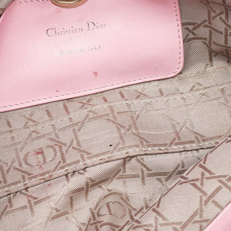 Pre Owned Dior Light Pink Leather Medium Lady D-Joy Tote