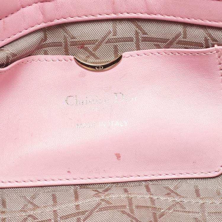 Pre Owned Dior Light Pink Leather Medium Lady D-Joy Tote