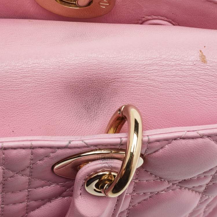 Pre Owned Dior Light Pink Leather Medium Lady D-Joy Tote