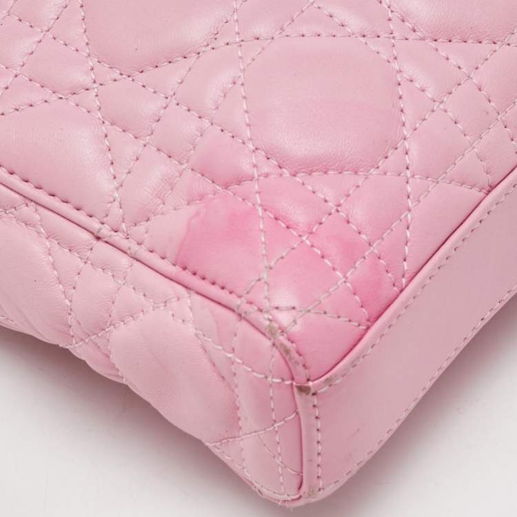 Pre Owned Dior Light Pink Leather Medium Lady D-Joy Tote