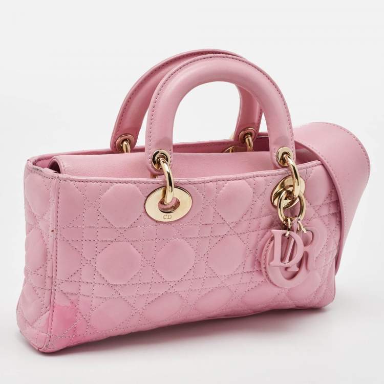 Pre Owned Dior Light Pink Leather Medium Lady D-Joy Tote