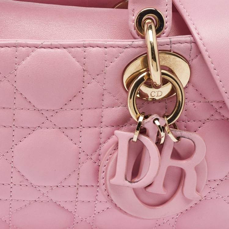 Pre Owned Dior Light Pink Leather Medium Lady D-Joy Tote