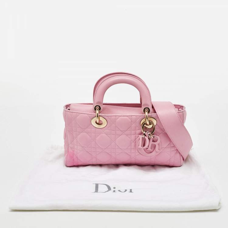 Pre Owned Dior Light Pink Leather Medium Lady D-Joy Tote