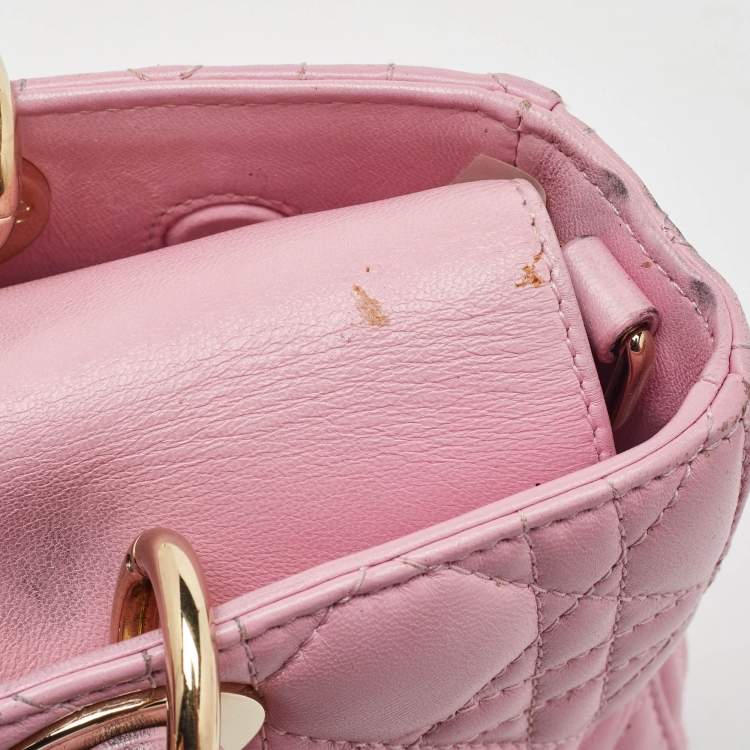 Pre Owned Dior Light Pink Leather Medium Lady D-Joy Tote