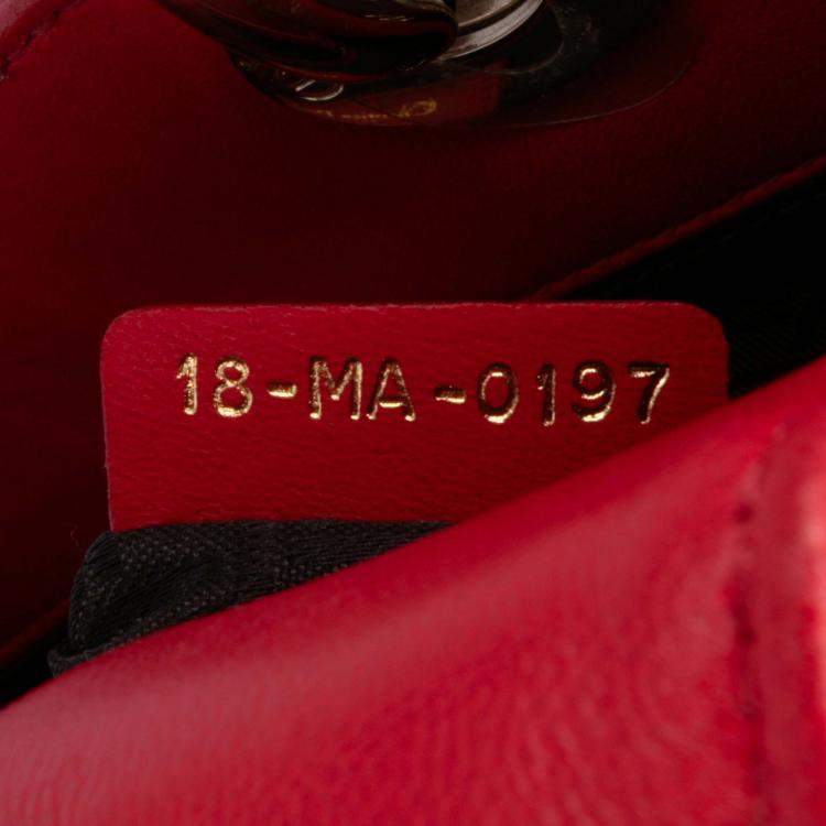 Pre Owned Dior Red Small Lambskin Cannage My ABCDior Lady Dior